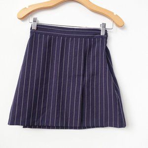 Womens Skirt Size XS Mini Pencil‎ Skirt Striped Slit Y2K Navy Blue KOREA HEYDAY